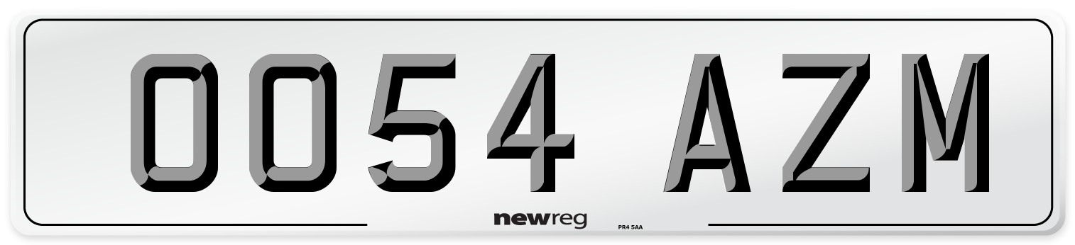 OO54 AZM Number Plate from New Reg